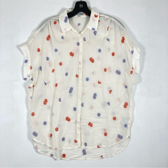 Madewell Tops - Madewell Shirt Daysi Women’s White XS Button Front Embroidered Floral Cotton